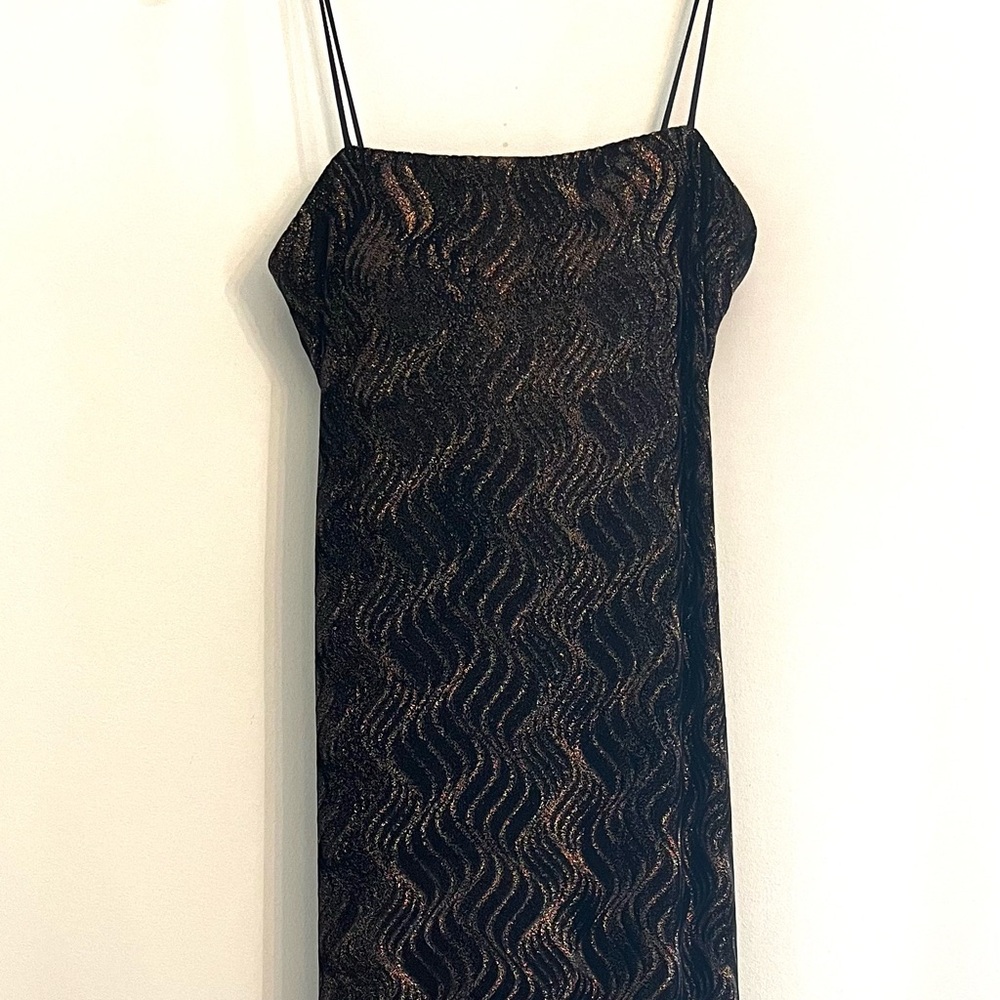 Size 4 JS Boutique Cocktail Dress.  Black velvet w golden shimmer.